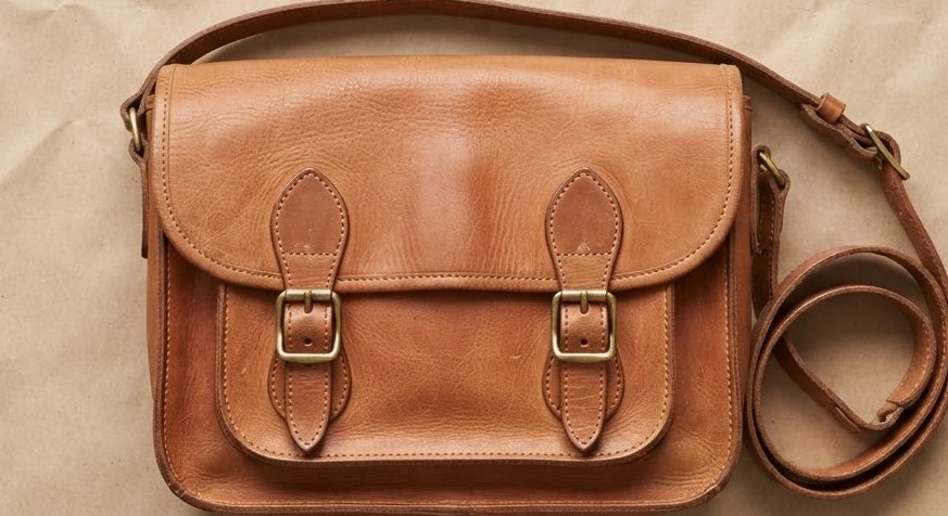 Leather Satchel — Broken In — detail view